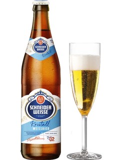 deutsches Bier Schneider Weisse Tap 02 Kristall Weissbier 0,5 l Bierflasche mit vollem Bierglas