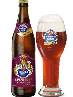 deutsches Bier Schneider Weisse Tap 06 Aventinus Weizen Doppelbock in der 0,5 l Bierflasche mit vollem Bierglas