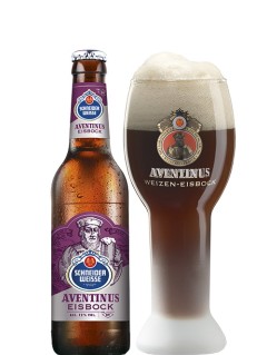 deutsches Bier Schneider Weisse Tap 09 Aventinus Eisbock in 33 cl Bierflasche mit vollem Bierglas