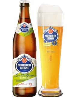deutsches Bier Schneider Weisse Tap 11 Leichte Weisse Weissbier 50 cl Bierflasche mit vollem Bierglas