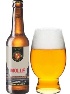 deutsches Bier Schoppe Bräu Molle in der 33 cl Bierflasche mit vollem Bierglas