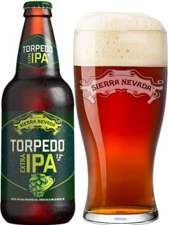amerikanisches Bier Sierra Nevada Torpedo Extra IPA 0,35 l Bierflasche mit vollem Bierglas