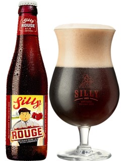 belgisches Bier Silly Rouge Dark Belgian Ale in der 33 cl Bierflasche mit vollem Bierglas