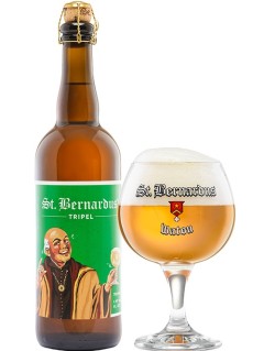 belgisches Bier St Bernardus Tripel 0,75 l mit vollem Bierglas