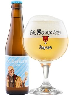 belgisches Bier St Bernardus Wit in der 0,33 l Bierflasche mit vollem Bierglas
