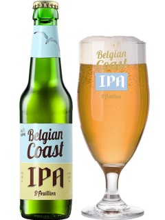 belgisches Bier Belgian West Coast IPA in der 0,33 l Bierflasche mit vollem Bierglas
