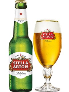 belgisches Bier Stella Artois mit vollem Bierglas