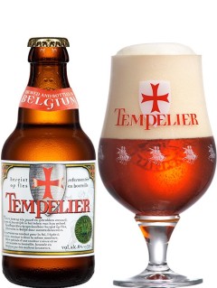 belgisches Bier Tempelier in der 33 cl Bierflasche mit vollem Bierglas