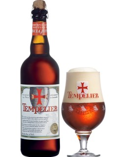belgisches Bier Tempelier in der 75 cl Bierflasche mit vollem Bierglas