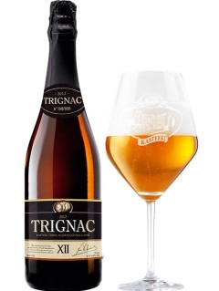 belgisches Bier Trignac in der 75 cl Bierflasche mit vollem Bierglas