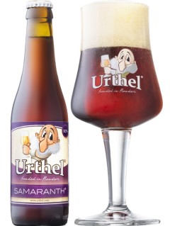 belgisches Bier Urthel Samaranth in der 33 cl Bierflasche mit vollem Bierglas