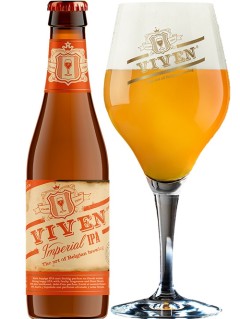belgisches Bier Viven Imperial IPA in der 33 cl Bierflasche mit vollem Bierglas