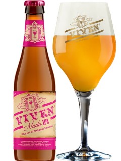 belgisches Bier Viven Nada IPA in der 0,33 l Bierflasche mit vollem Bierglas